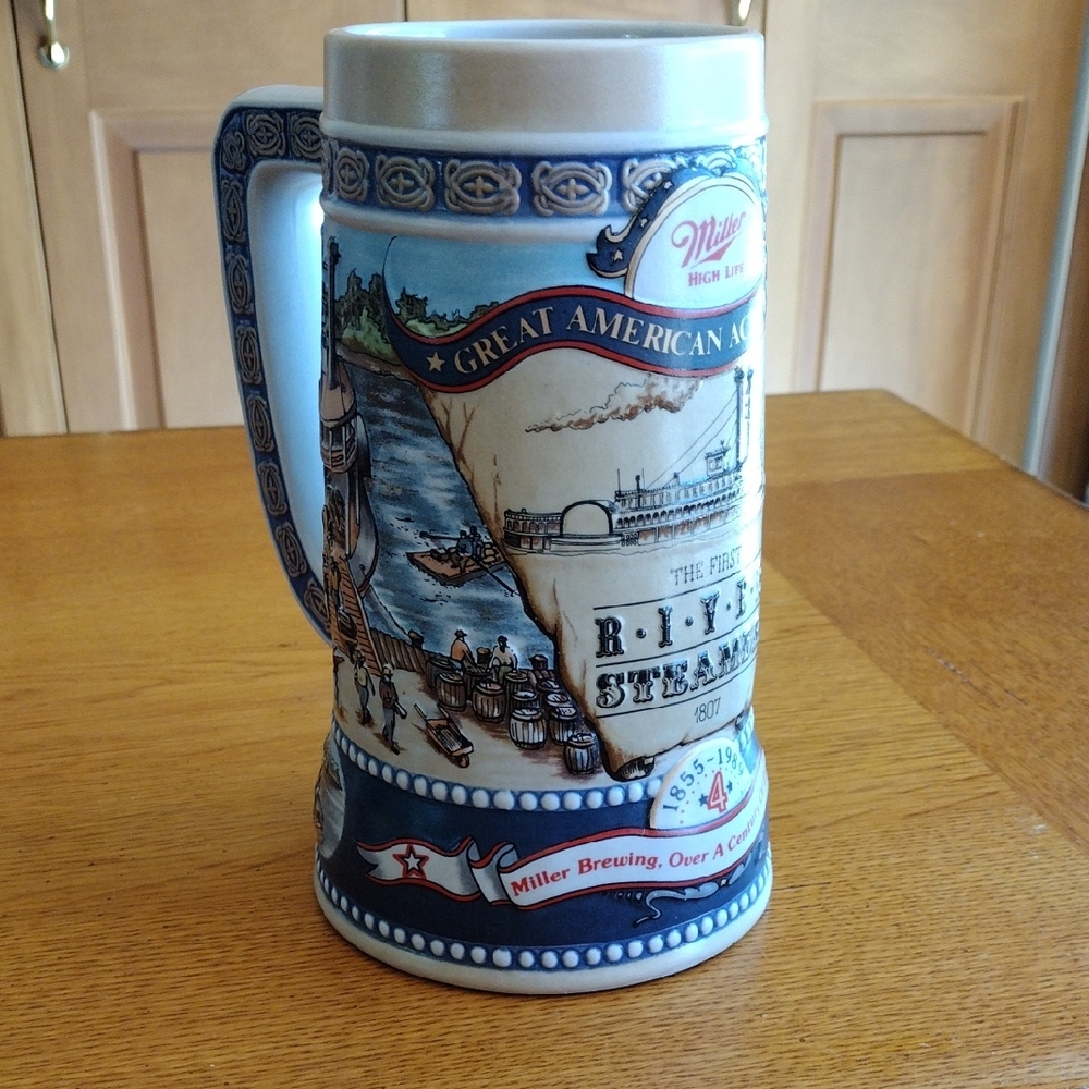 Miller High Life The First River Steamer Great American Achievements Stein 7"